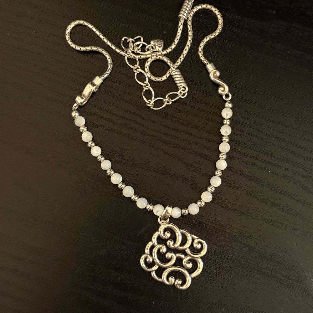 Brighton Swirl Pendant Necklace - White Beaded Women's Jewelry - Picture 4 of 6